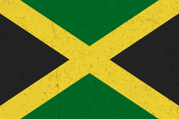 Jamaica flag on concrete wall