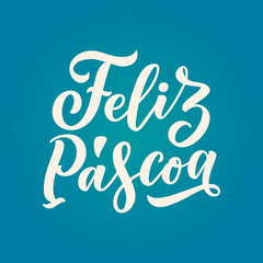 Calligraphy lettering for flyer design - Happy easter in Hispanic language. Vector illustration. Template banner, poster, greeting postcard.