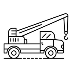 Fototapeta na wymiar Truck crane icon. Outline truck crane vector icon for web design isolated on white background