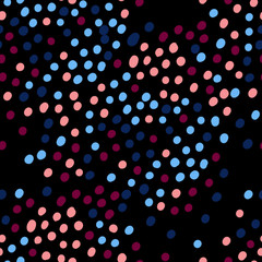 Seamless pattern with dots on black background