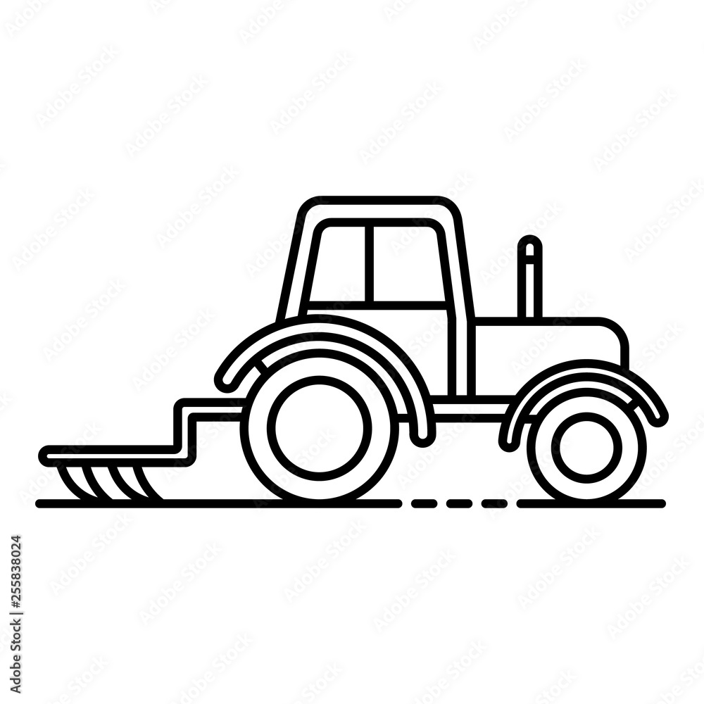 Poster tractor with plow icon. outline tractor with plow vector icon for web design isolated on white backg