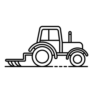 recommend clip art: Tractor with plow icon. Outline tractor with plow vector icon for web design isolated on white background