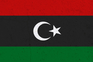 libya flag on concrete wall