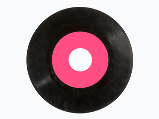 Old 45rpm vinyl record isolated on white background - obrazy, fototapety, plakaty
