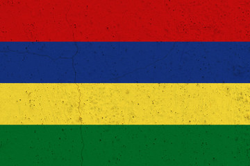 Mauritius flag on concrete wall