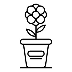 Flower pot icon. Outline flower pot vector icon for web design isolated on white background