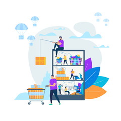 Online Shopping and Delivery Vector Illustration