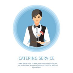 Waitress Serving Cocktail Glass Banner Template