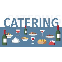 Naklejka premium Catering Service Word Concept Restaurant Banner