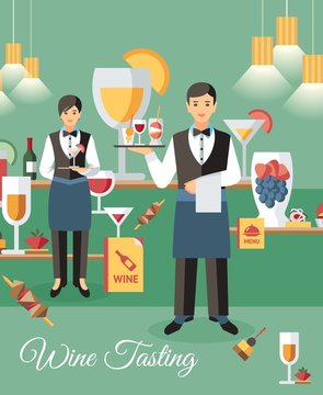 Wine Tasting Event Banner Flat Vector Illustration