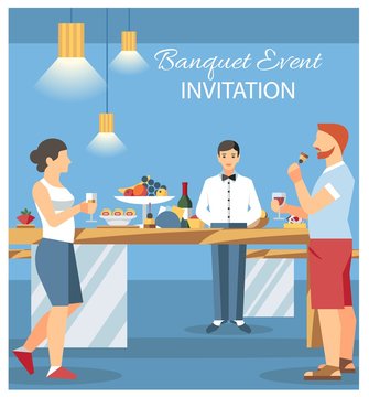 Banquet Invitation Card Flat Vector Illustration