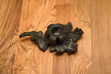 Vintage copper oak leaf candlestick