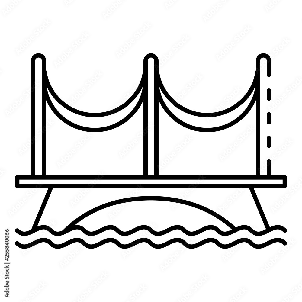 Poster river bridge icon. outline river bridge vector icon for web design isolated on white background