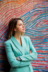 Young woman in Blazer of 90s style