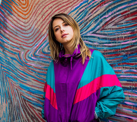 Young woman in Blazer of 90s style