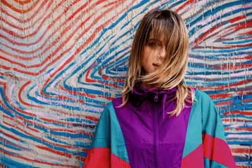 Young woman in Blazer of 90s style