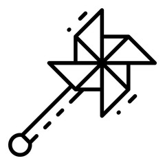 Hand mill toy icon. Outline hand mill toy vector icon for web design isolated on white background