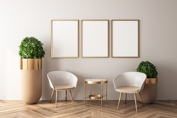 Modern living room with billboard