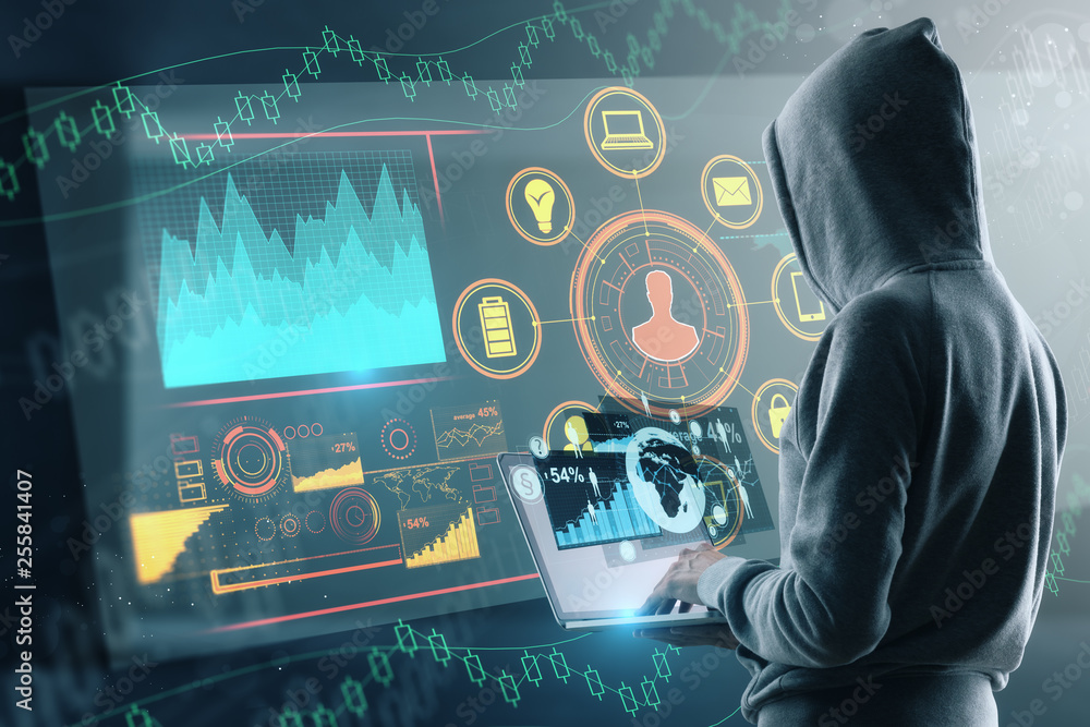Poster Hacking and computing concept