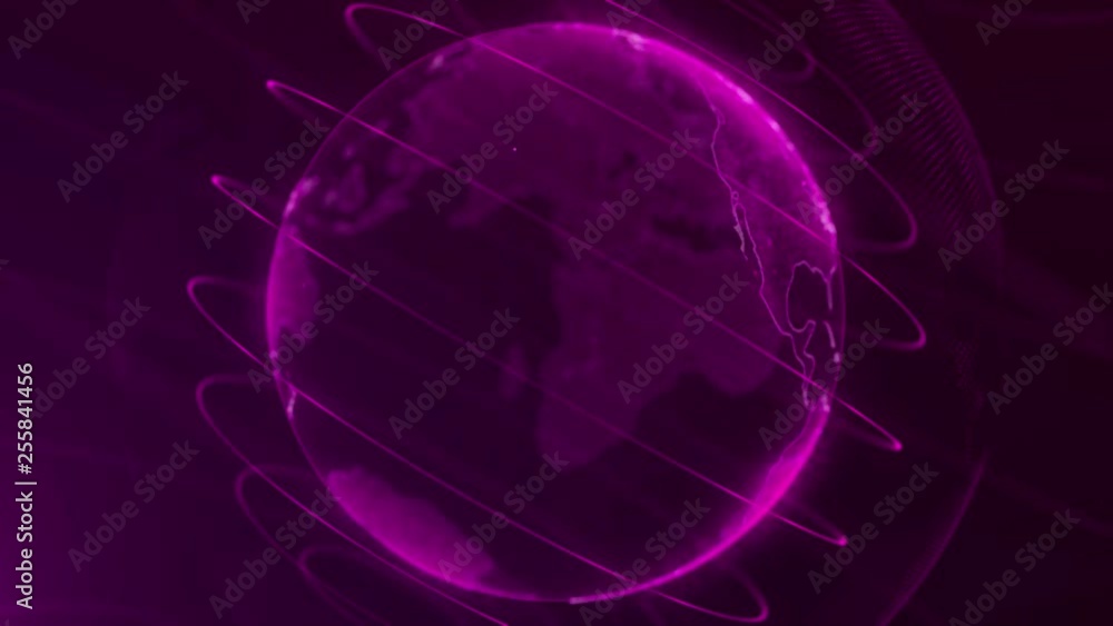 Poster pixel planet earth animation. animation of space with digital exploding earth, abstract world map ba