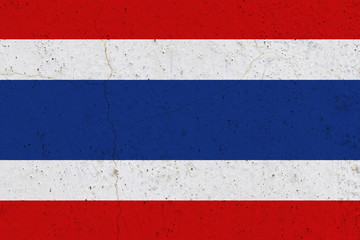 Thailand flag on concrete wall