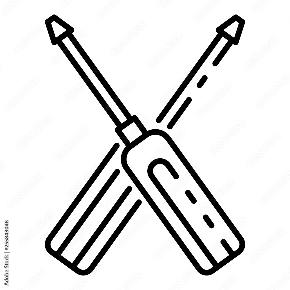 Poster screwdriver icon. outline screwdriver vector icon for web design isolated on white background