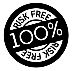 100 percent risk free stamp on white