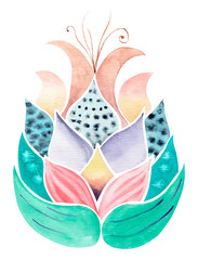 Watercolor decorative flower. Isolated on a white background