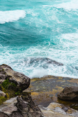 abstract seaside landscape during sunny day with intense colours