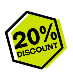 20 percent discount stamp on white