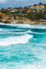 beautiful seaside landscape during sunny day, coastal town