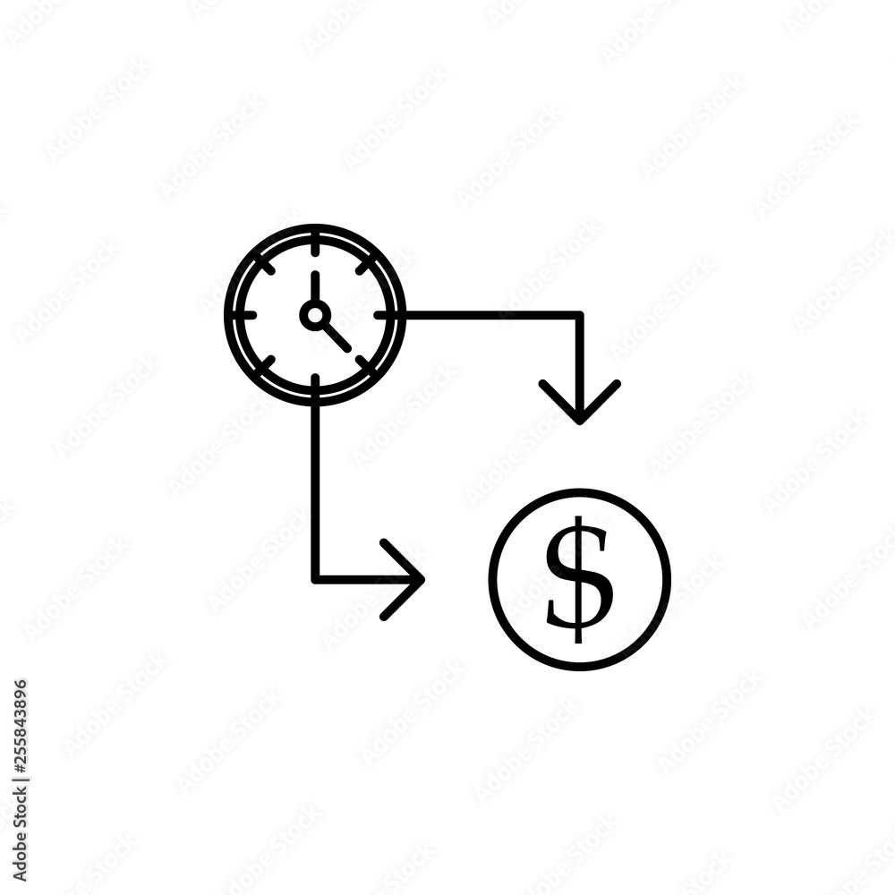 Poster time management, time is money icon. element of time management icon. thin line icon for website des