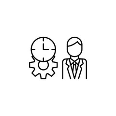 Time management, clock, concentrate, man, management, time icon. Element of time management icon. Thin line icon for website design and development, app development. Premium icon