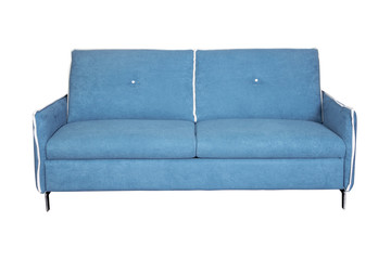 Isolated contemporary blue sofa