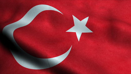 Obraz premium Turkey Waving Flag in 3D