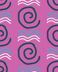 pattern with hand-drawn curls for printing on fabric and packaging and presentation design