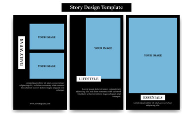 Social Media Story design template in black white simple classic style for fashion, promotion, or flyer ads banner