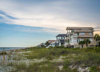 Fototapeta na wymiar St George Island Florida beach houses real estate with view of the Gulf of Mexico
