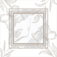 flowers and leafs with frame isolated icon