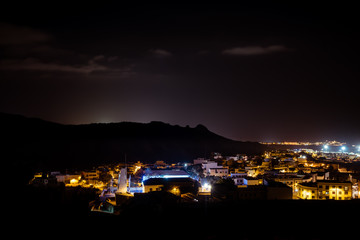 Fototapeta premium A night view over Adeje, Tenerife, showing the lights of the town in long-exposure