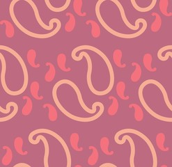 Seamless pattern of beautiful paisley cucumbers on a white background. Turkish, Indian, Persian. Vector illustration