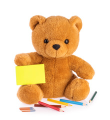 Teddy bear. child drawing concept isolated white background