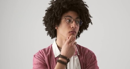 Thoughtful young man celebrating a brilliant idea