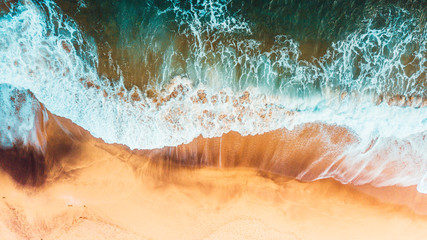 Aerial View of Waves and Beach of Bells Beach Australia