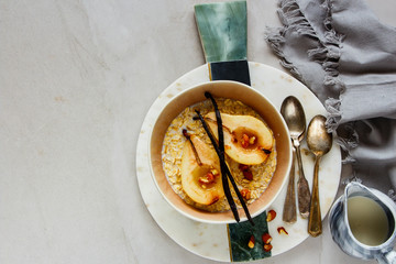 Oatmeal and baked pears