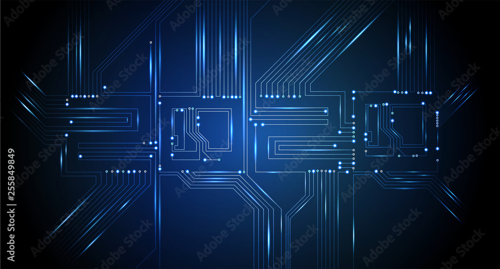 Poster Circuit Board 2020, Technology CPU, Microprocessor Interface. Futuristic Vector Background. Circuit Number Digital Concept. PCB Illustration Happy New Year 2020