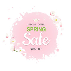 Pink Stain With Flowers Sale Banner