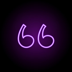 quote icon. Elements of Web in neon style icons. Simple icon for websites, web design, mobile app, info graphics