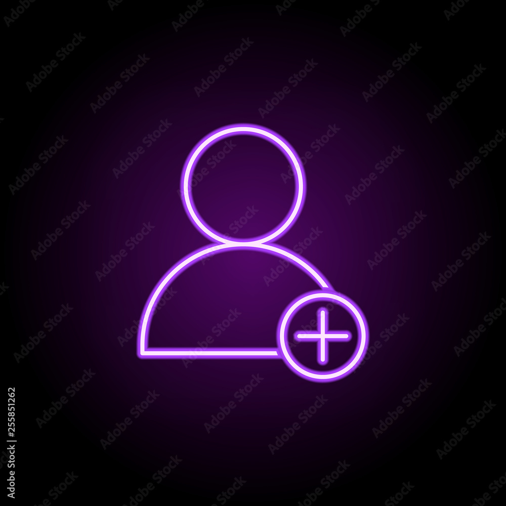 Poster add user sign icon. elements of web in neon style icons. simple icon for websites, web design, mobil