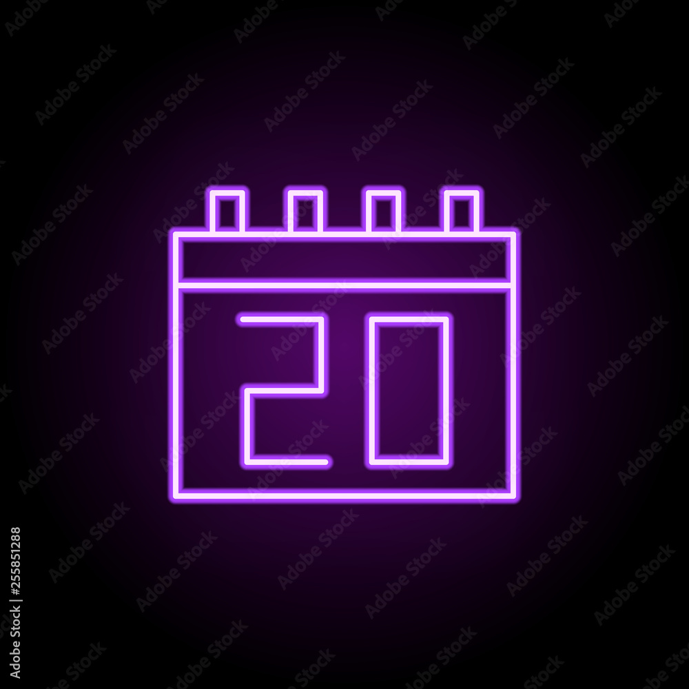 Aufkleber calendar icon. elements of web in neon style icons. simple icon for websites, web design, mobile app